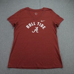 Alabama Crimson Roll Tide Shirt Womens Medium Red V-Neck NCAA Sports Nike Tee